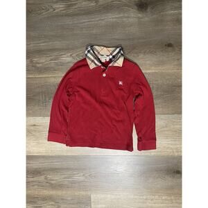 BURBERRY 5 Boys' Nova Check Collar Long-Sleeve Polo Shirt Top